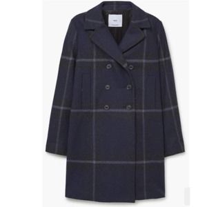 Mango Check Wool Coat XS